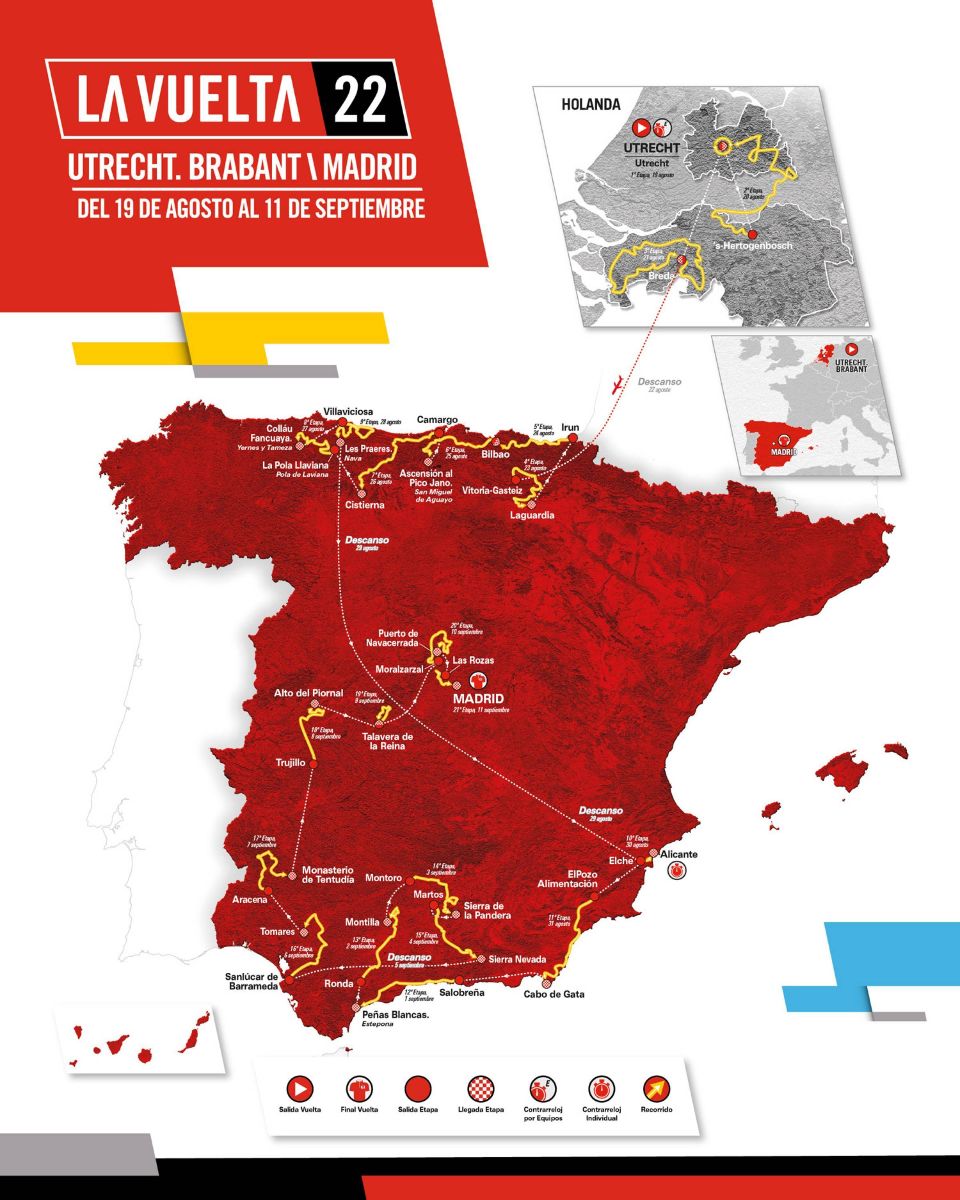 Mapa zvodu la Vuelta 2022